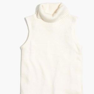 Jcrew White Turtleneck Cotton Tank Top